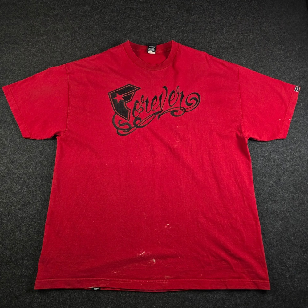 Famous Stars And Straps Mens XXL Red Forever Script Graphic T-Shirt FSAS Y2K